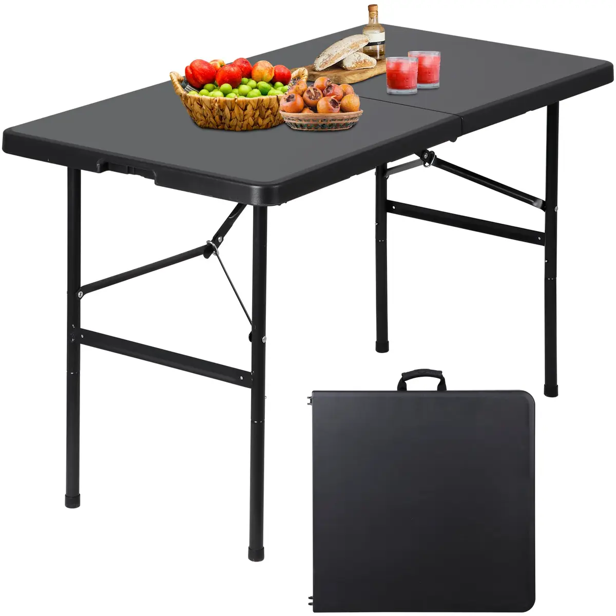 ZenStyle 4ft Heavy Duty Folding Table - Plastic Top & Steel Legs | Indoor Outdoor Utility Table - view 9