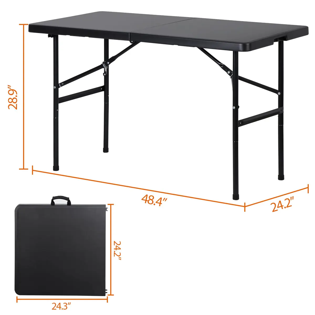 ZenStyle 4ft Heavy Duty Folding Table - Plastic Top & Steel Legs | Indoor Outdoor Utility Table - view 3
