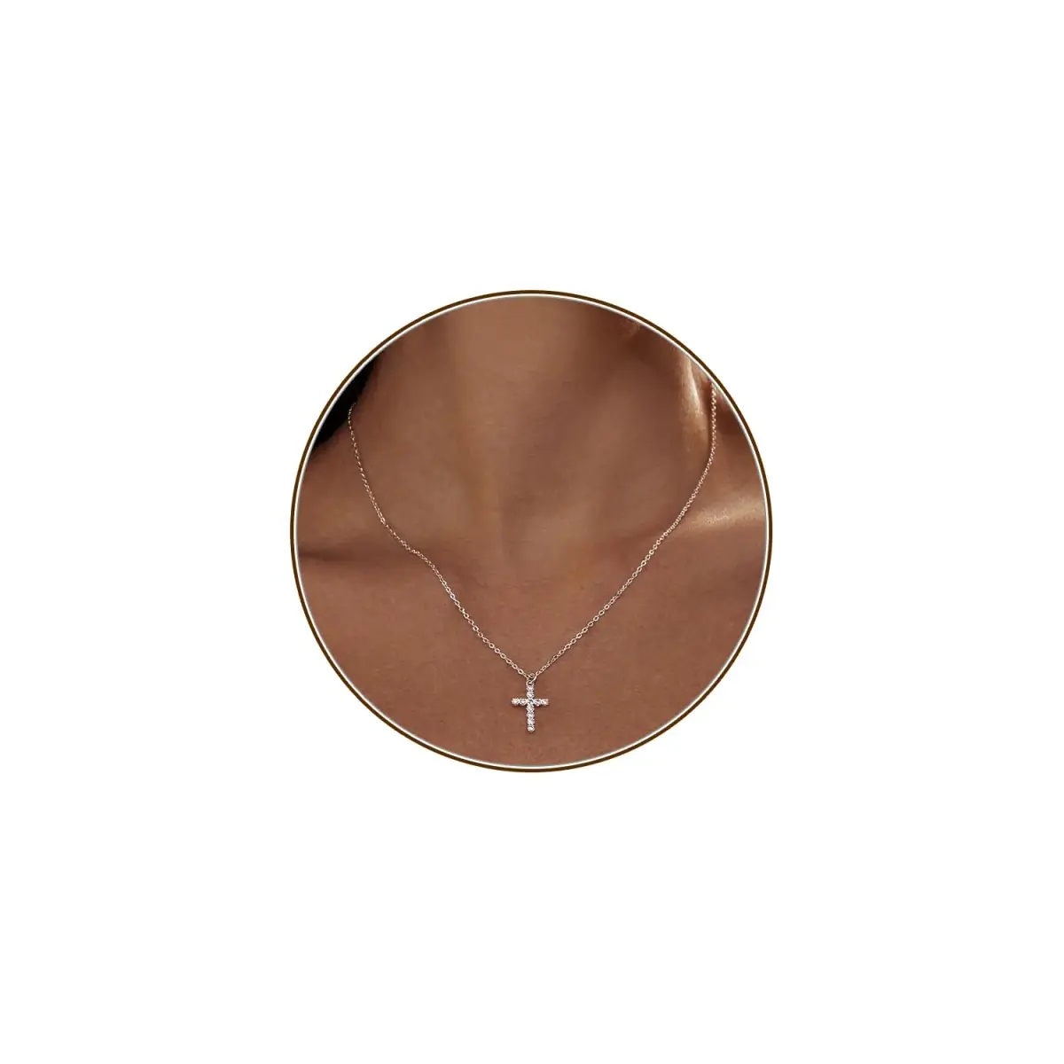 HERIER Dainty CZ Cross Necklace for Women 40cm (16.5" + 2" Extender) | Simple Silver Cross Pendant Jewelry - main product image