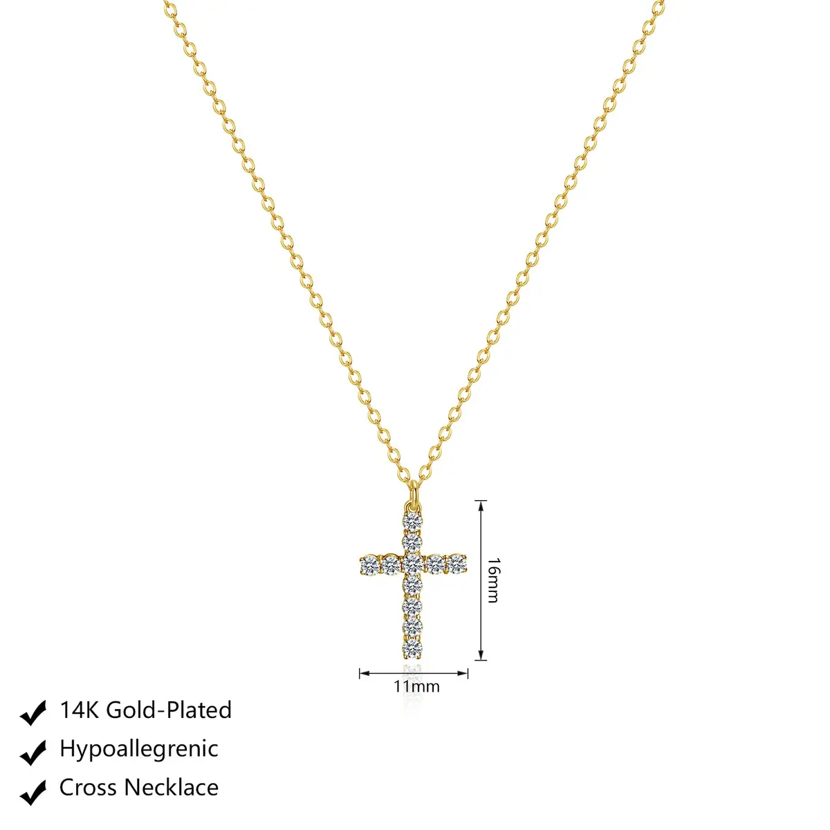 HERIER Cross Necklace for Women 16.5" Gold Plated Tiny Cross Pendant | Faith & Style - view 5