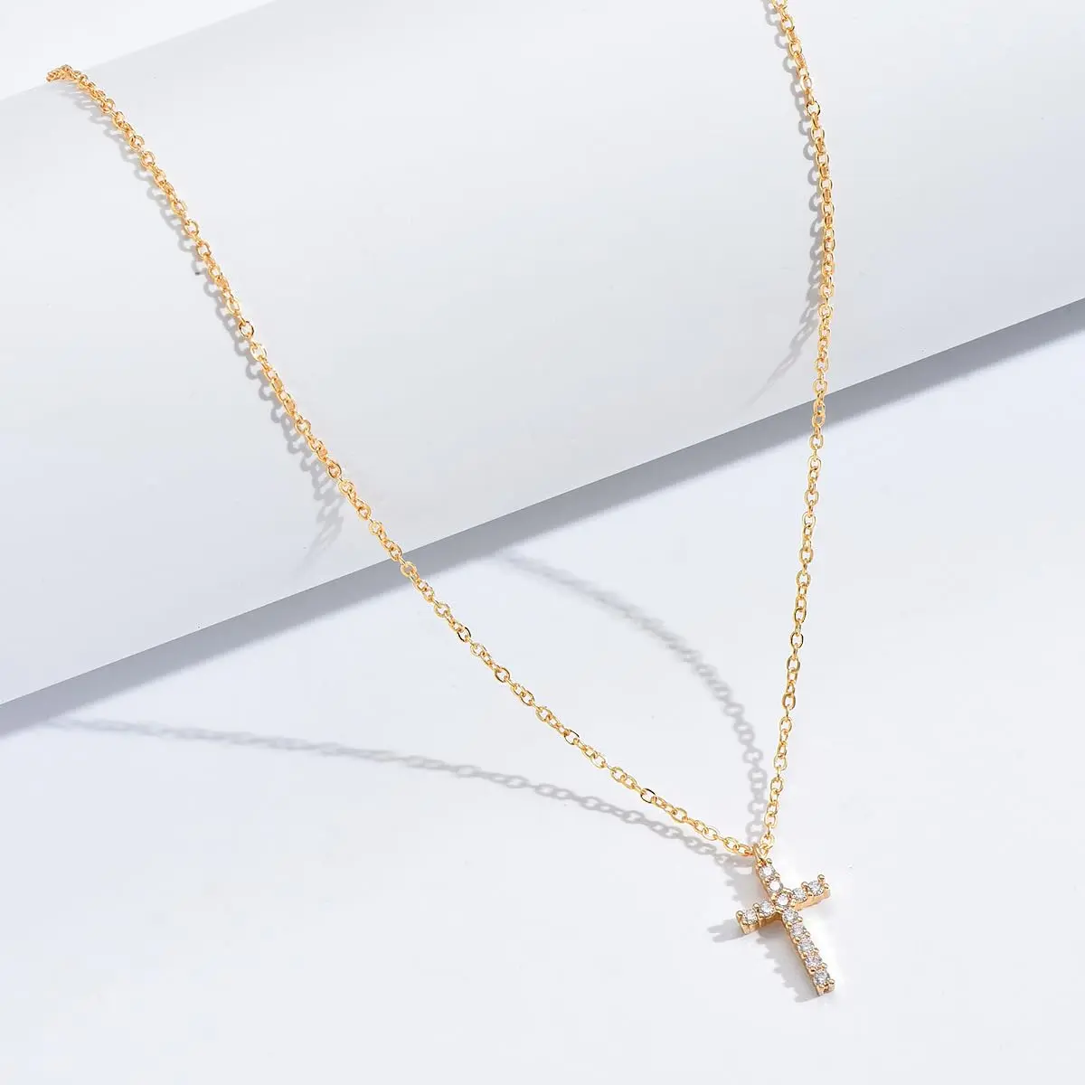 HERIER Cross Necklace for Women 16.5" Gold Plated Tiny Cross Pendant | Faith & Style - view 7