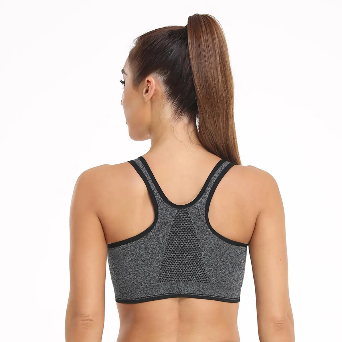 WANAYOU Women's Zip Front Sports Bra Wireless Post-Surgery Bra Workout Bras | Medium Support, Racerback, Removable Pads - view 5