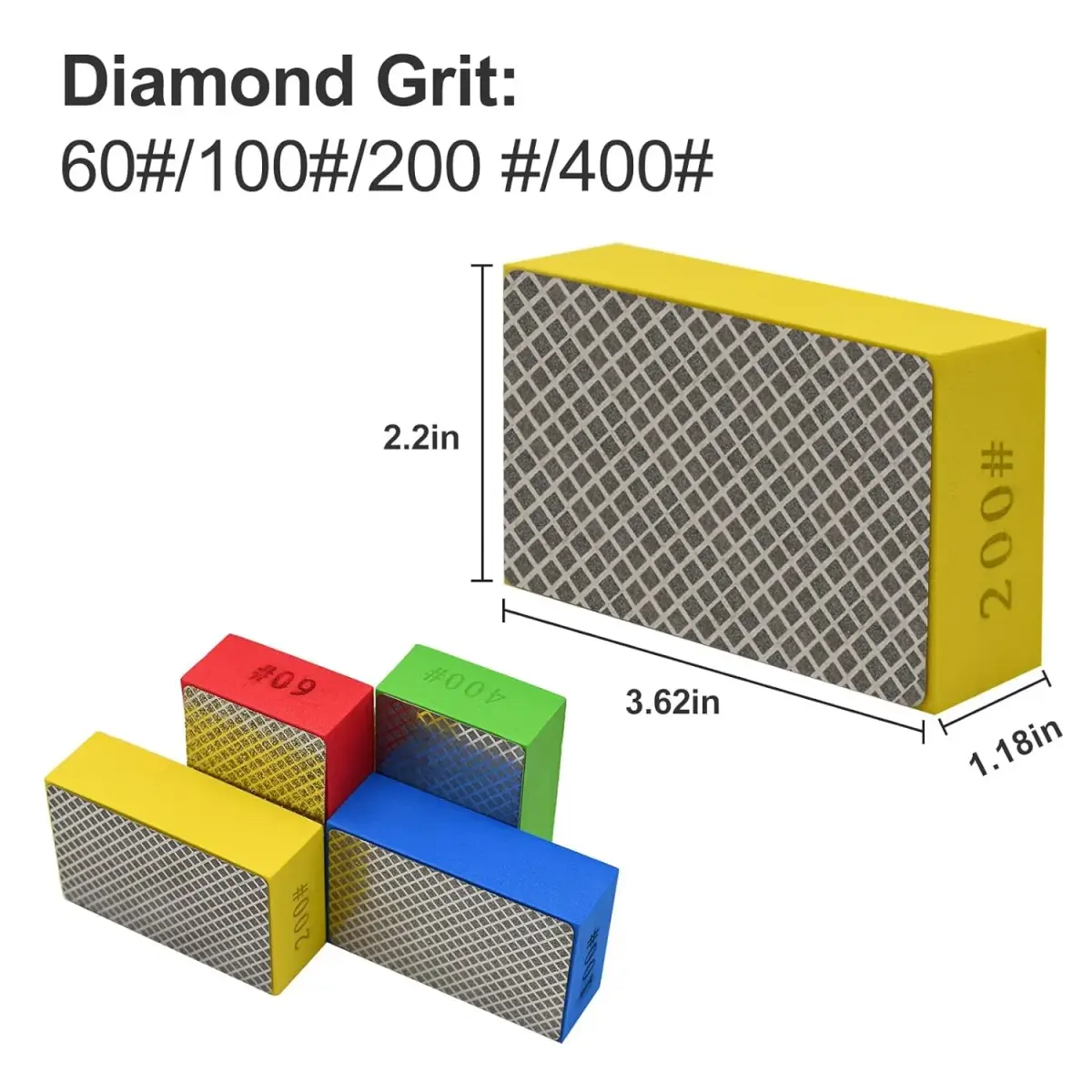 EGOFIX Diamond Hand Polishing Pad 200 Grit | 92 x 57 x 31mm (3.6" x 2.2" x 1.2") - view 4