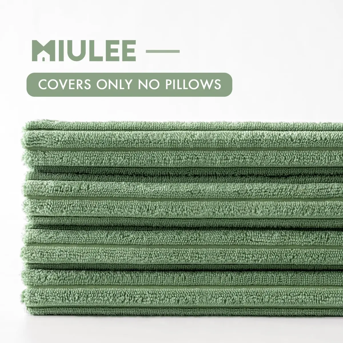 MIULEE Soft Corduroy Decorative Throw Pillow Covers Sage Green 18x18 Inch (45x45 cm) | Pack of 4 Boho Stripe Accent Cases - view 6