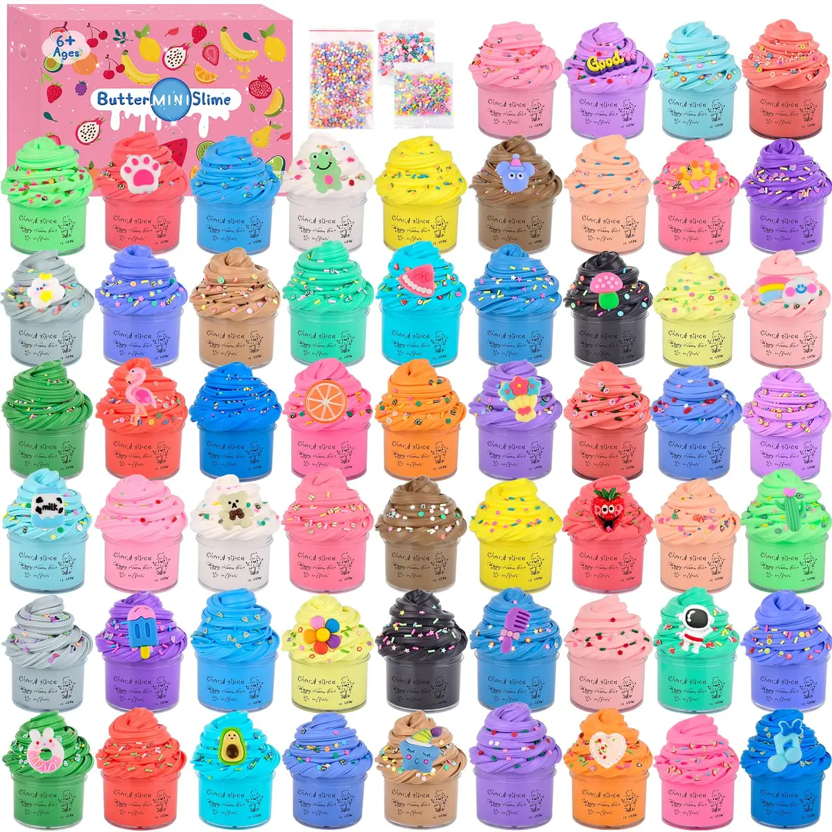 tuupowana 58-Pack Mini Butter Slime Kit | ASTM-Tested Non-Toxic Toy Slime for Kids Ages 6-12 - main product image