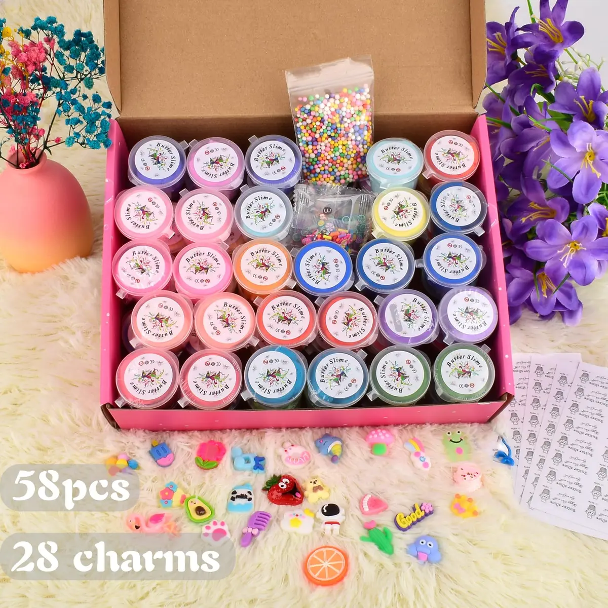 tuupowana 58-Pack Mini Butter Slime Kit | ASTM-Tested Non-Toxic Toy Slime for Kids Ages 6-12 - view 7