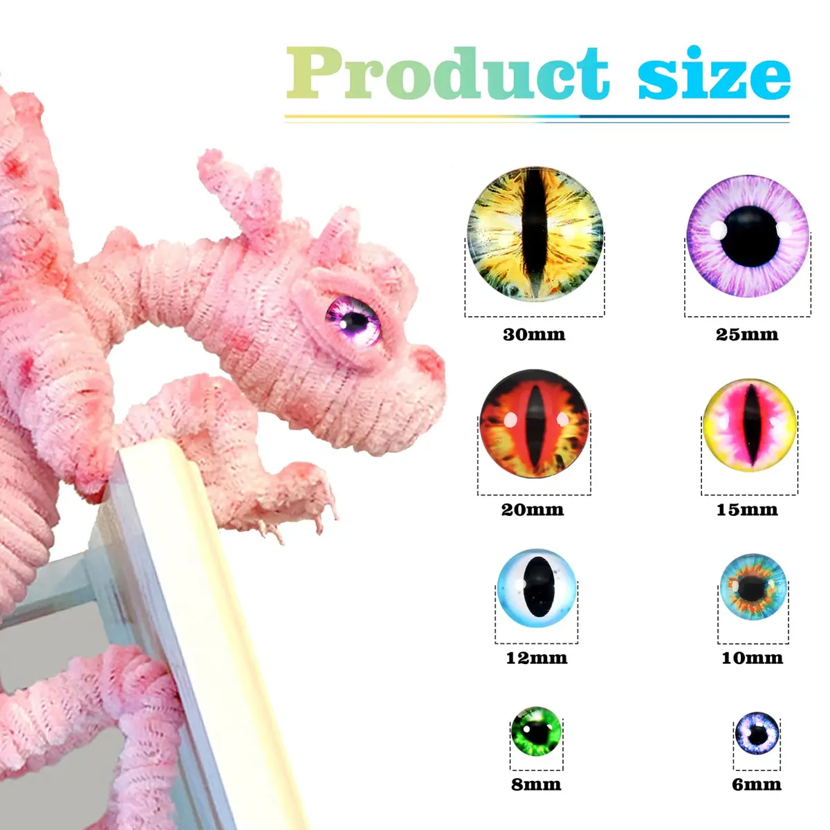 TOAOB 120pcs Glass Dragon Eyes Assorted Sizes | Crafting & Doll Making Supplies - view 2