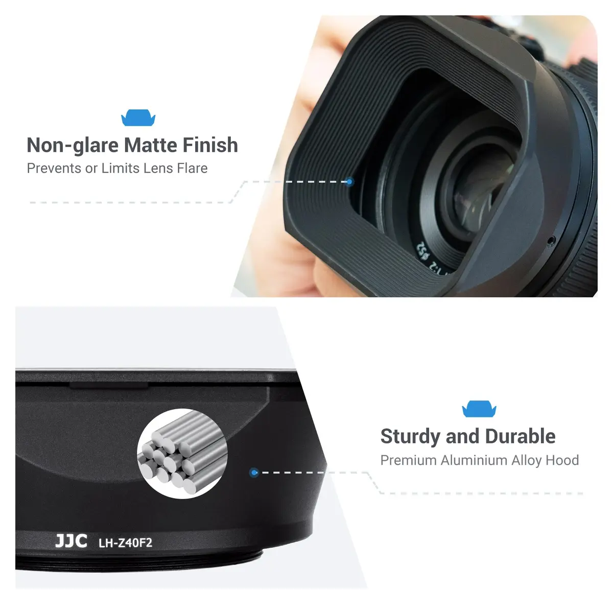 JJC Lens Hood for Nikon NIKKOR Z 40mm F2 (SE), Z 40mm F2 & Z 26mm F2.8 Lens | Aluminium Alloy No Vignetting with Cap - view 3
