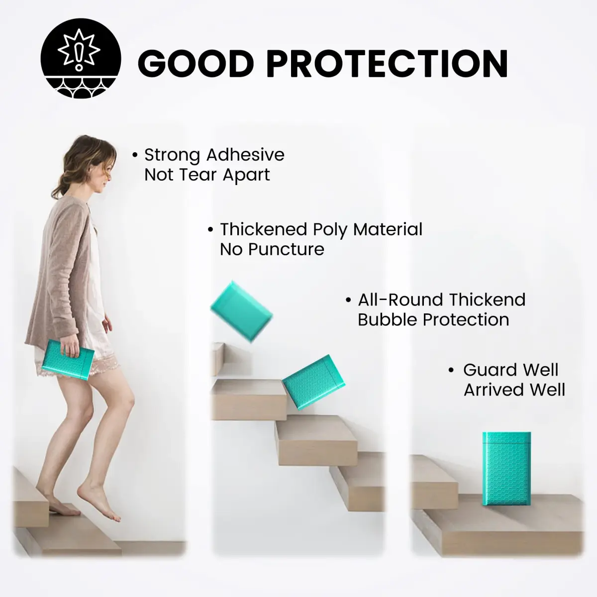 Fuxury Teal Bubble Mailers 4x8 Inch (20.3cm x 10.2cm) | 800 Pack Waterproof Padded Envelopes - view 5