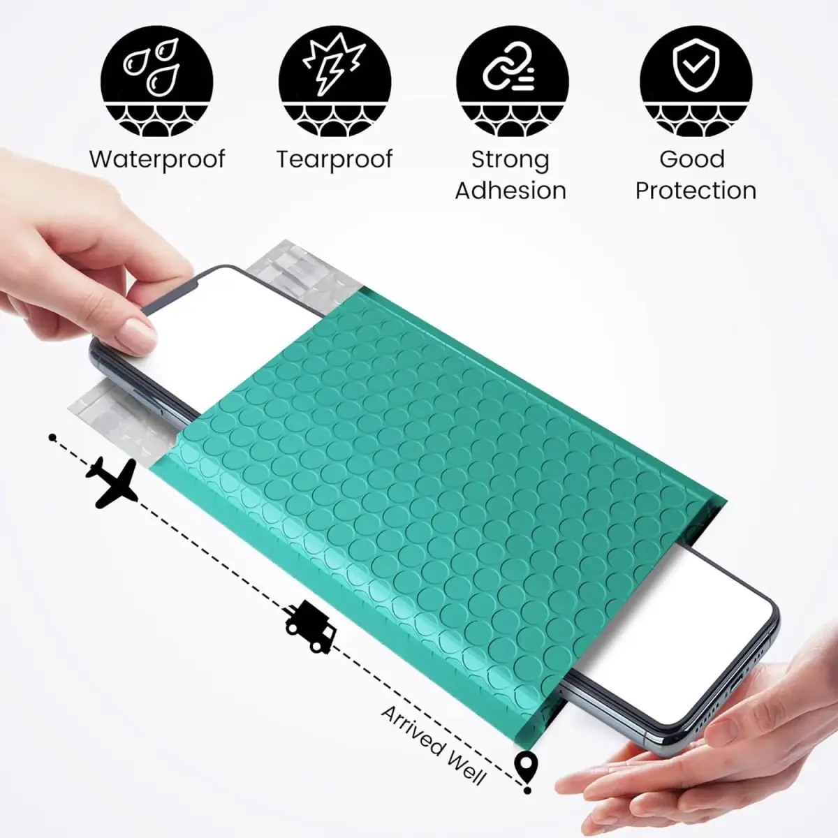 Fuxury Teal Bubble Mailers 4x8 Inch (20.3cm x 10.2cm) | 800 Pack Waterproof Padded Envelopes - view 7