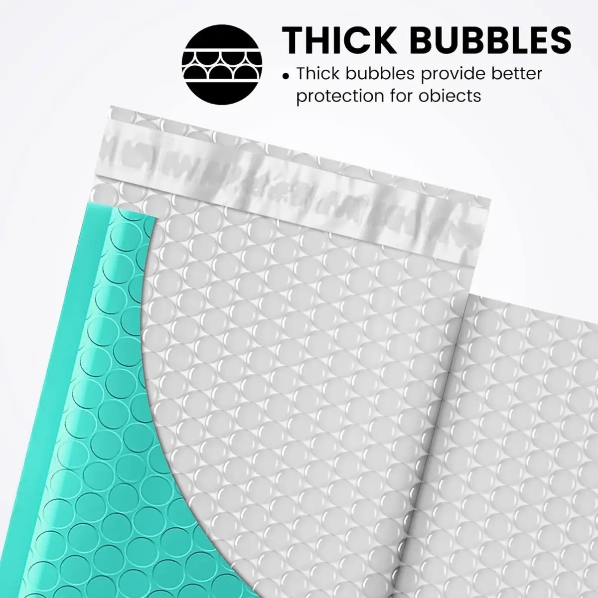 Fuxury Teal Bubble Mailers 4x8 Inch (20.3cm x 10.2cm) | 800 Pack Waterproof Padded Envelopes - view 3