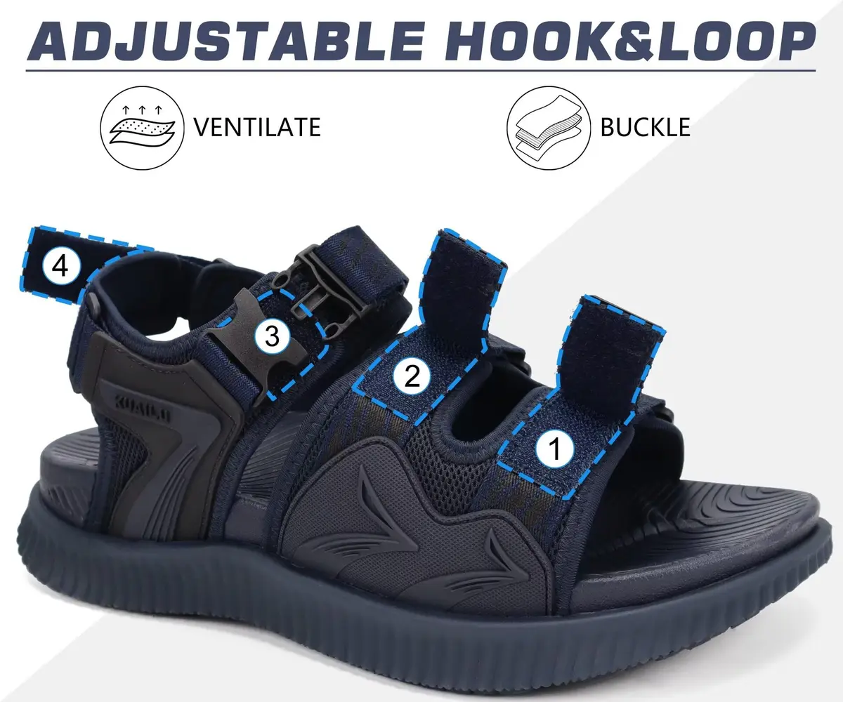 KuaiLu Mens Arch Support Hiking Sandals Orthopedic Athletic Walking Sandles | Open Toe Summer Sport Comfort - view 6