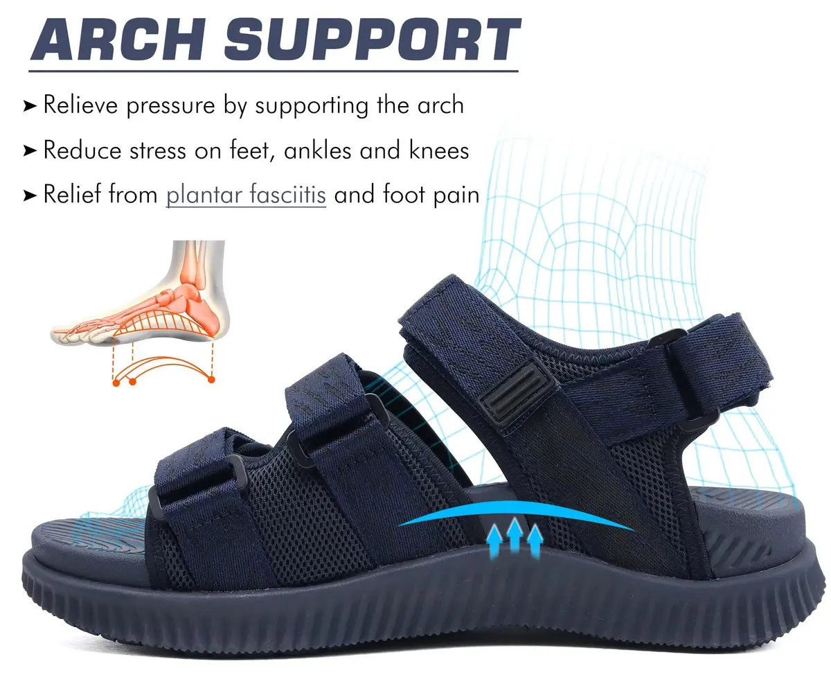 KuaiLu Mens Arch Support Hiking Sandals Orthopedic Athletic Walking Sandles | Open Toe Summer Sport Comfort - view 3