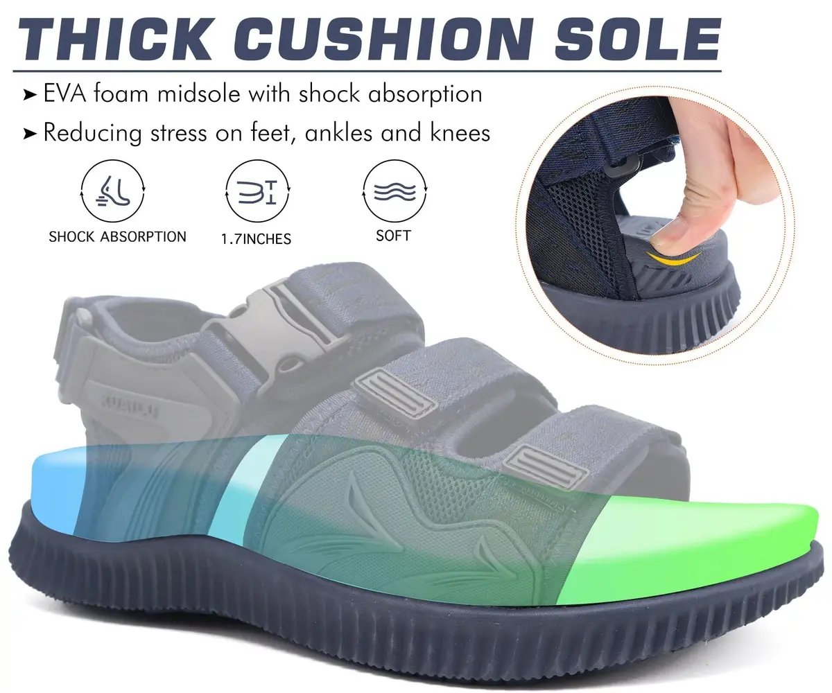 KuaiLu Mens Arch Support Hiking Sandals Orthopedic Athletic Walking Sandles | Open Toe Summer Sport Comfort - view 4
