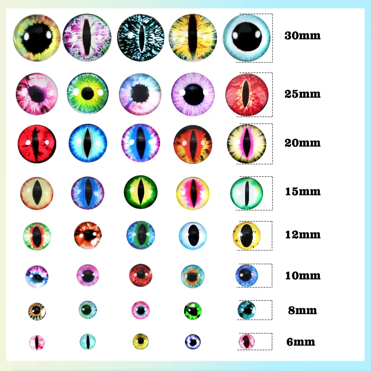 TOAOB Glass Dragon Eyes Assorted 6-30mm | Lifelike Crafting Accessories - view 3
