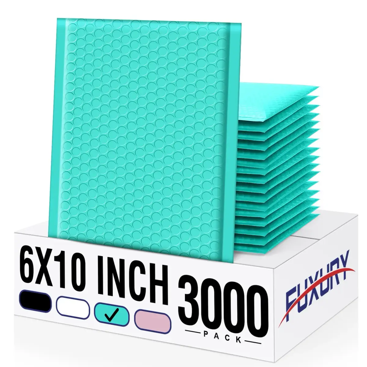 Fuxury Teal Bubble Mailers 6x10 Inch (3000 Pack) | Bulk Value Pack for Small Business - main product image