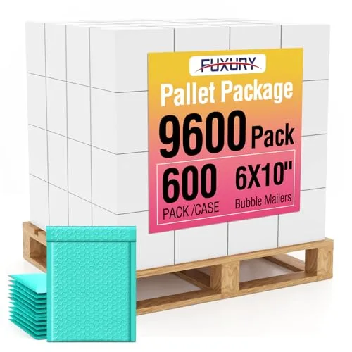 Fuxury Teal Bubble Mailers 6x10 Inch (3000 Pack) | Value Pack for Small Business Shipping - main product image