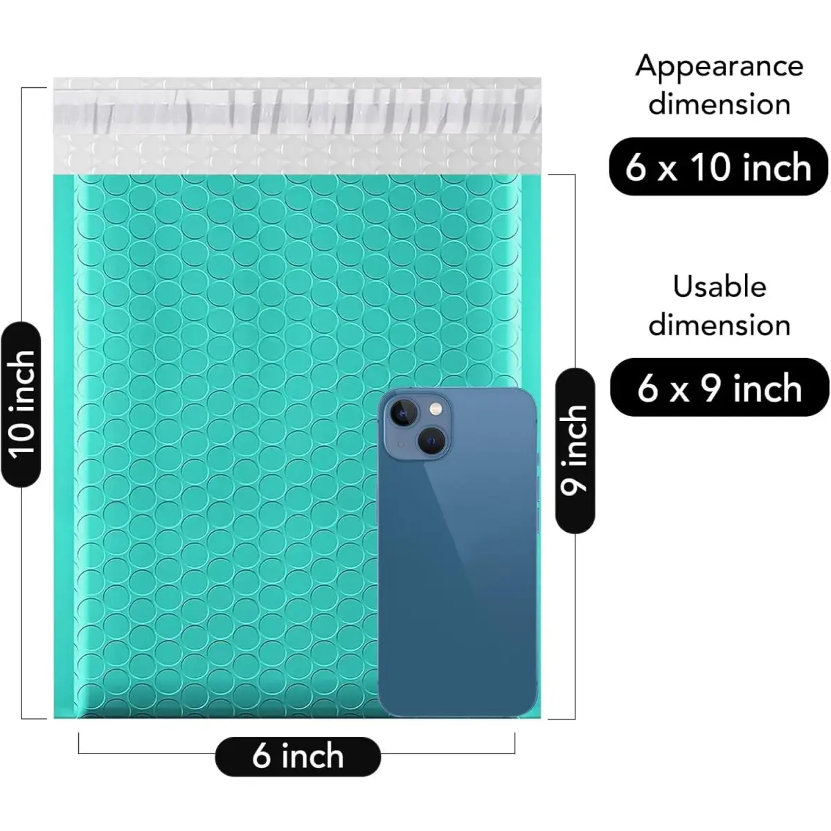 Fuxury Teal Bubble Mailers 6x10 Inch (3000 Pack) | Bulk Value Pack for Small Business - view 2