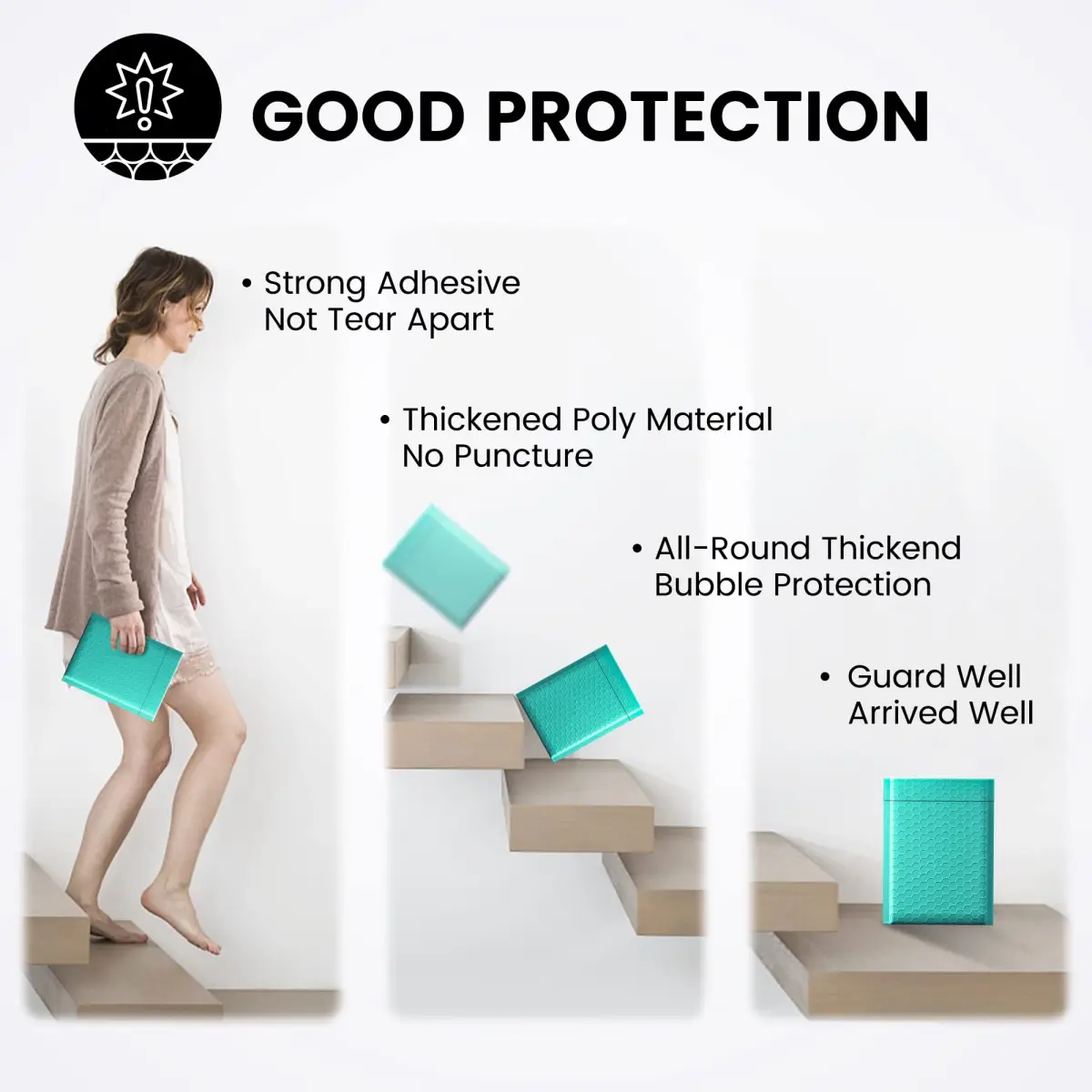 Fuxury Teal Bubble Mailers 6x10 Inch (3000 Pack) | Bulk Value Pack for Small Business - view 4
