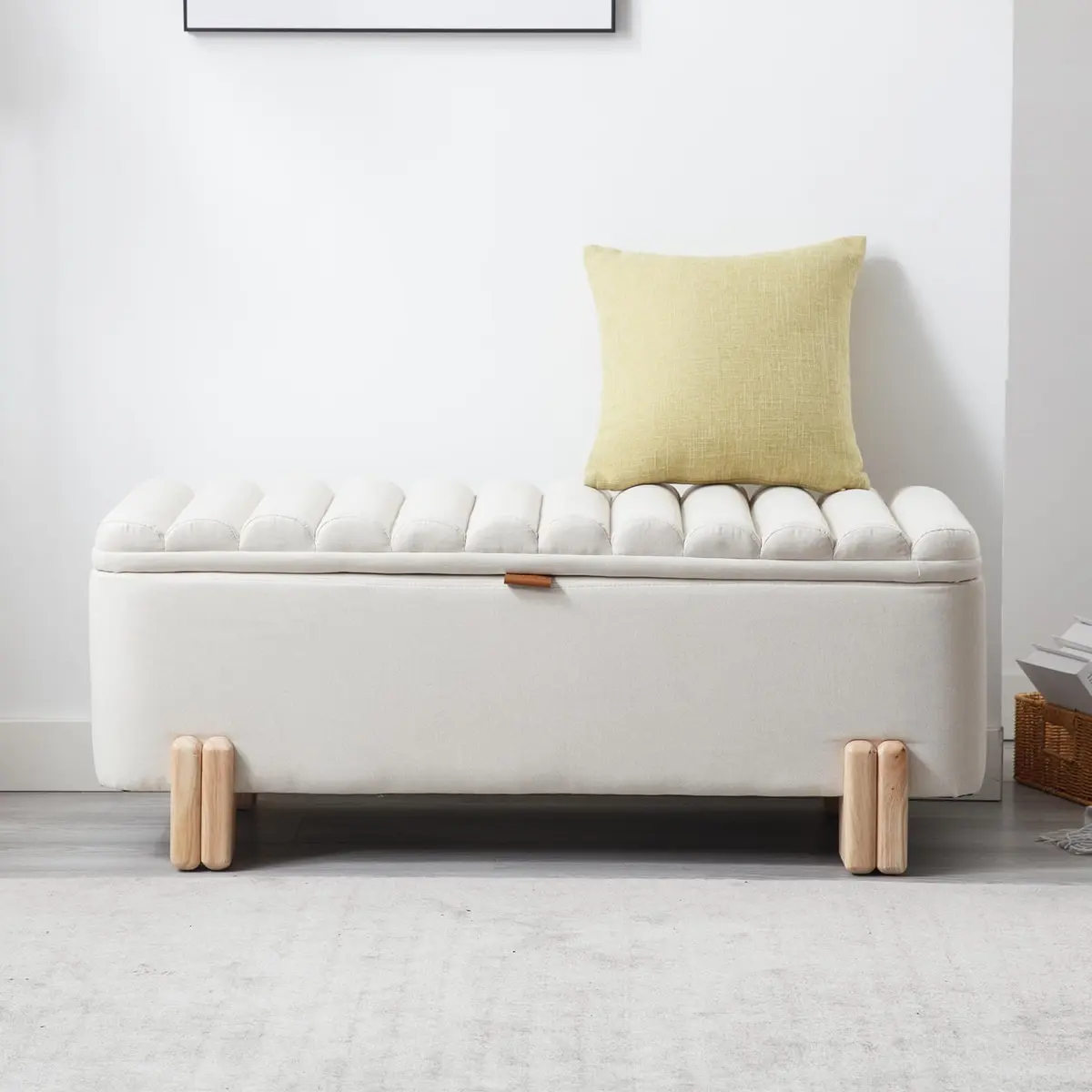 Kmax Storage Bench Linen Entryway Ottoman 45.25" x 17.75" x 18" | Modern Design, 300lbs Capacity - main product image