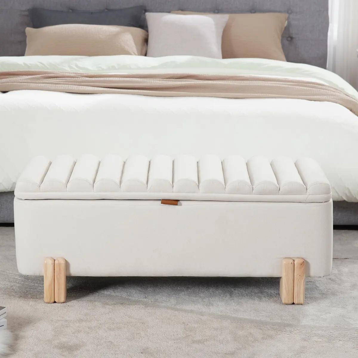 Kmax Storage Bench Linen Entryway Ottoman 45.25" x 17.75" x 18" | Modern Design, 300lbs Capacity - view 6