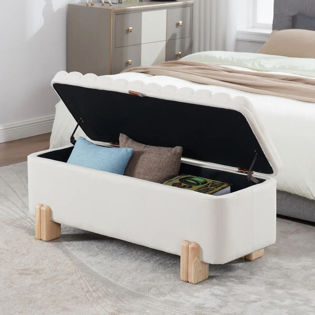 Kmax Storage Bench Linen Entryway Ottoman 45.25" x 17.75" x 18" | Modern Design, 300lbs Capacity - view 7