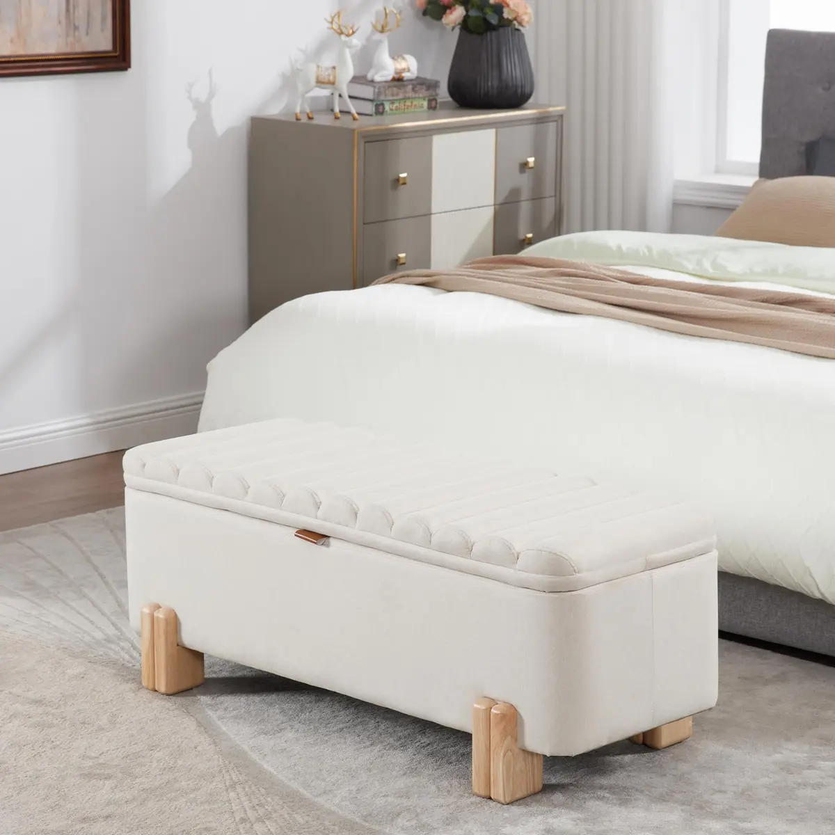 Kmax Storage Bench Linen Entryway Ottoman 45.25" x 17.75" x 18" | Modern Design, 300lbs Capacity - view 9