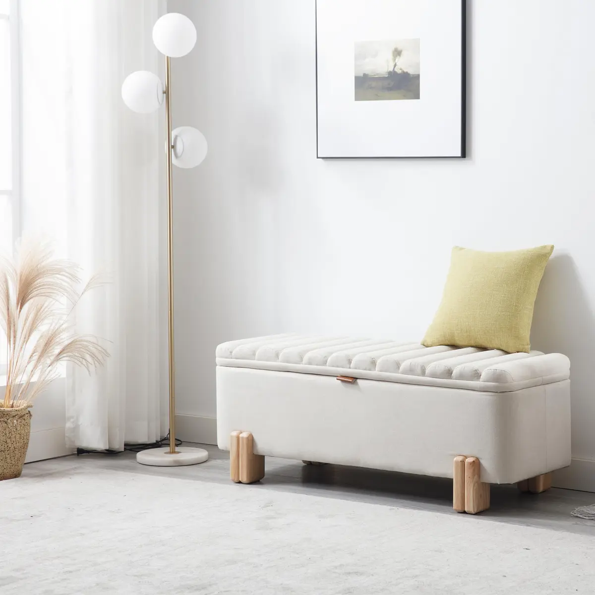 Kmax Storage Bench Linen Entryway Ottoman 45.25" x 17.75" x 18" | Modern Design, 300lbs Capacity - view 3