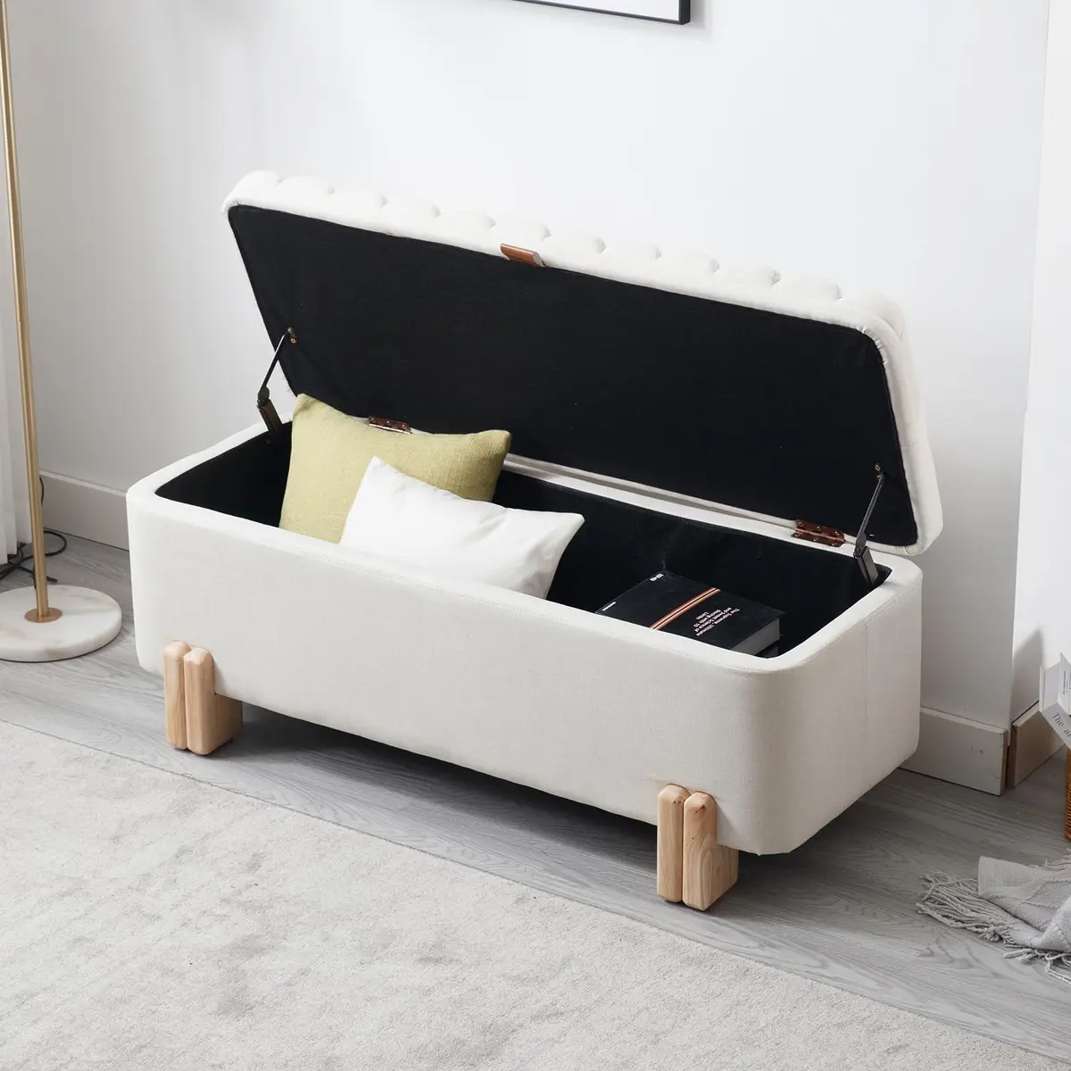 Kmax Storage Bench Linen Entryway Ottoman 45.25" x 17.75" x 18" | Modern Design, 300lbs Capacity - view 4
