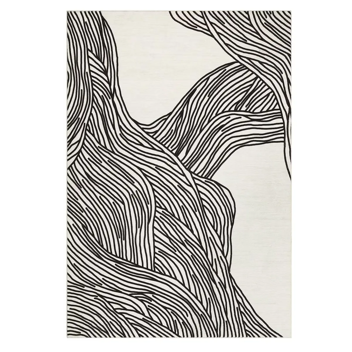 WESTLOOM Modern Area Rug 4x6 | Washable, Minimalist Lines, Soft, Non Slip, Low Pile Floor Carpet for Living Room & Bedroom Beige - view 2