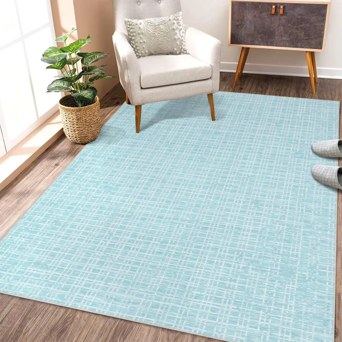 WESTLOOM Area Rug 8x10 Mint | Modern Lines Washable Non Slip Non-Shedding - main product image