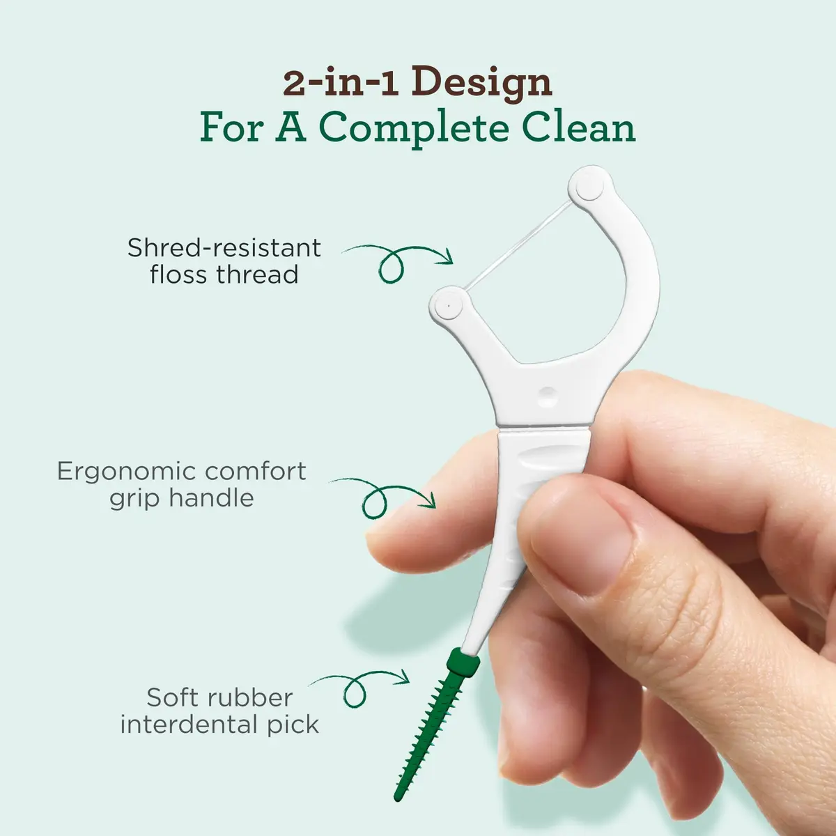 GuruNanda Dental Floss Picks 300ct | 2-in-1 Interdental Floss & Pick for Adults & Kids - view 2