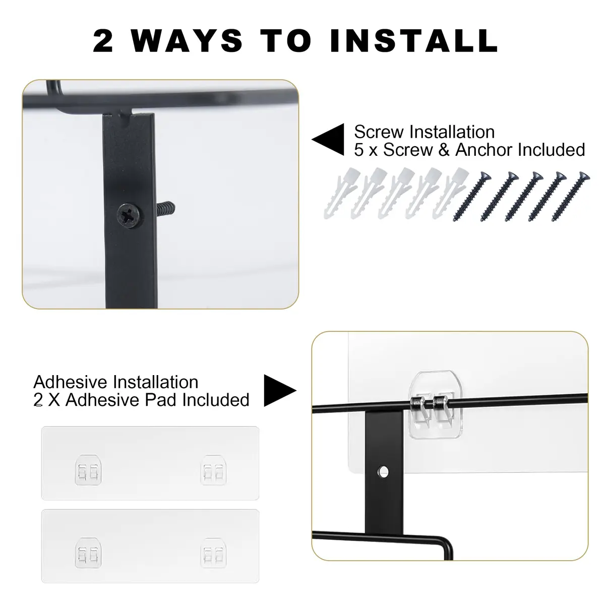 HZSSLKM Metal Glove Holder for Wall Mount (2 Pack) | Space-Saving, Durable Steel, Black - view 6