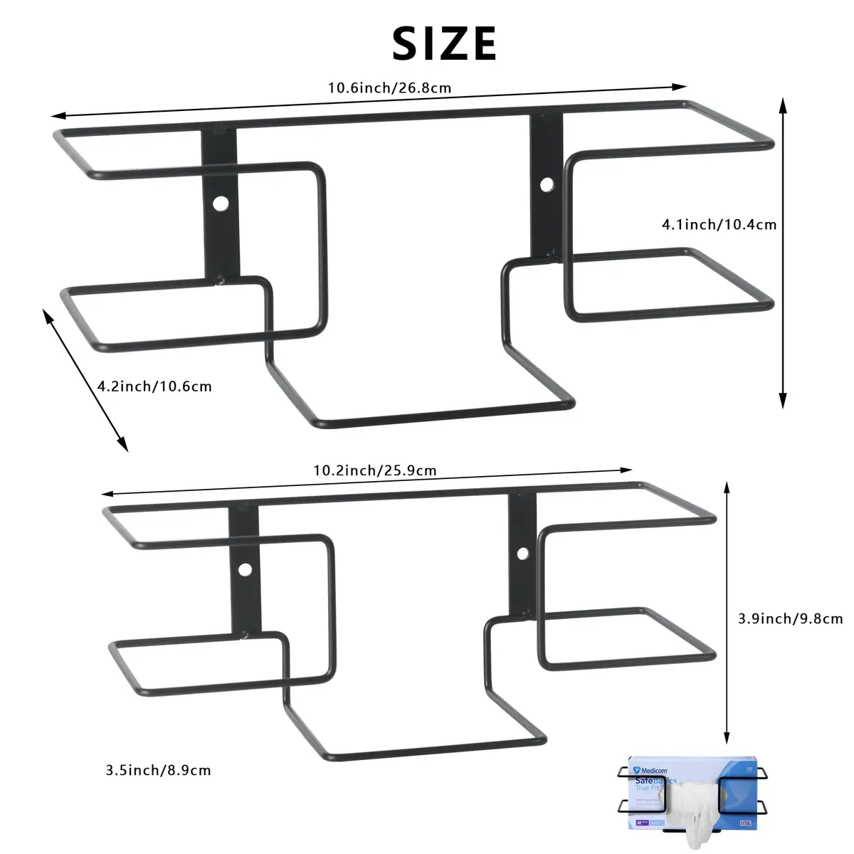 HZSSLKM Metal Glove Holder for Wall Mount (2 Pack) | Space-Saving, Durable Steel, Black - view 4