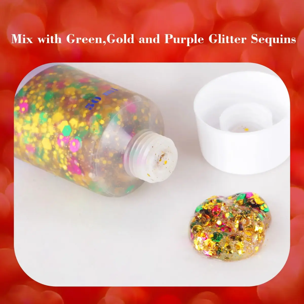 MEICOLY Mardi Gras Brazil Face Glitter Gel, Holographic Body Glitter 50ml (1.9 Fl Oz) | Self-Adhesive Sparkle for Festivals - view 8