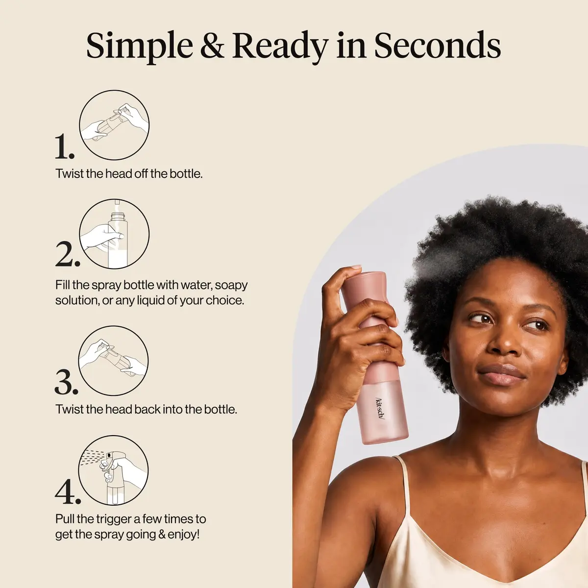 Kitsch Continuous Spray Bottle for Hair – Terracotta, 150ml (5.1 oz) | Ultra-Fine Mist for Styling & Refreshes Curls - view 7