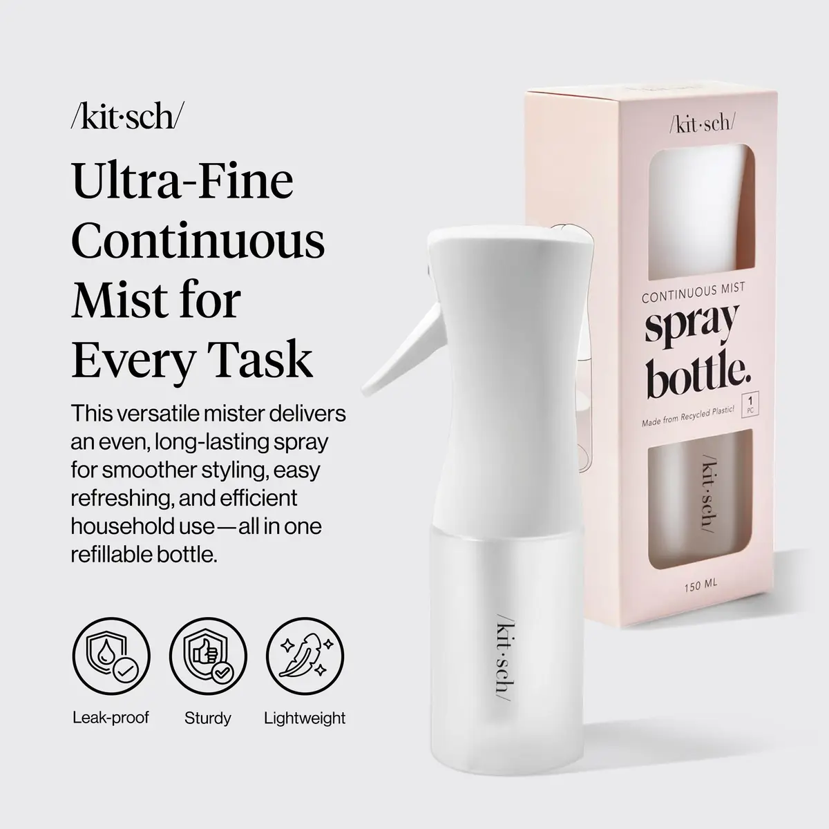 Kitsch Continuous Spray Bottle for Hair – White, 150ml (5.1 oz) | Ultra-Fine Mist for Effortless Styling - view 2