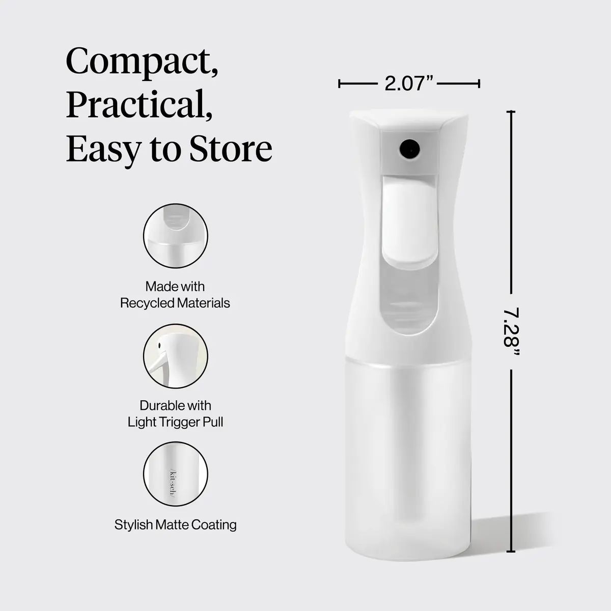 Kitsch Continuous Spray Bottle for Hair – White, 150ml (5.1 oz) | Ultra-Fine Mist for Effortless Styling - view 4