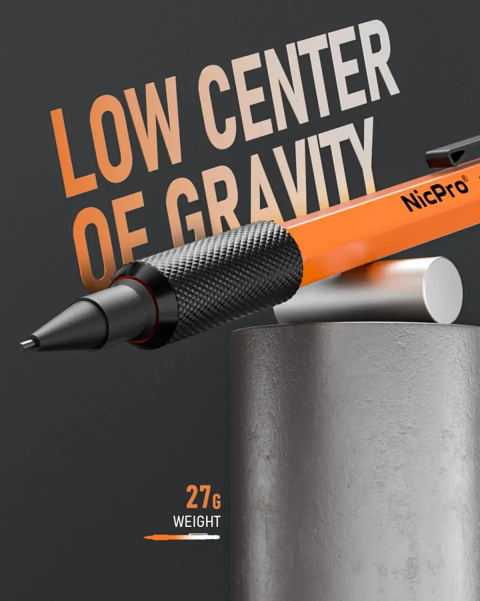 Nicpro MP2000 1.3mm Metal Mechanical Pencil Set with Case (Orange) | Smooth Ink Flow - view 2