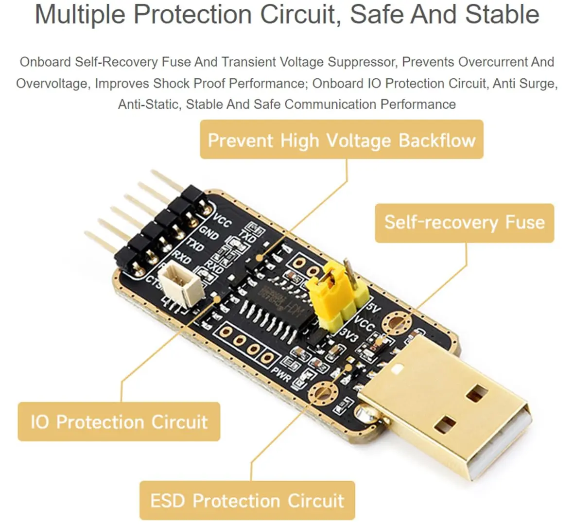Wonrabai USB to UART Debugger Module for Raspberry Pi 5 | Multi-System UART Connection - view 6