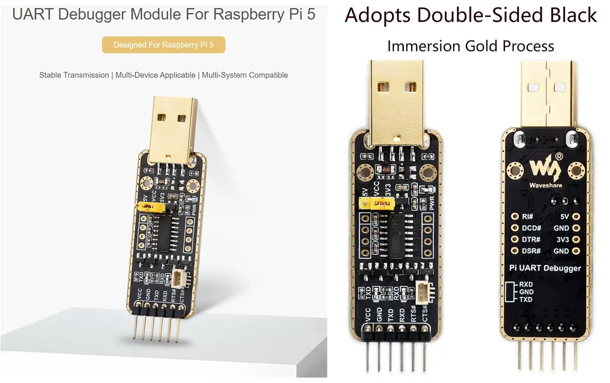 Wonrabai USB to UART Debugger Module for Raspberry Pi 5 | Multi-System UART Connection - view 2