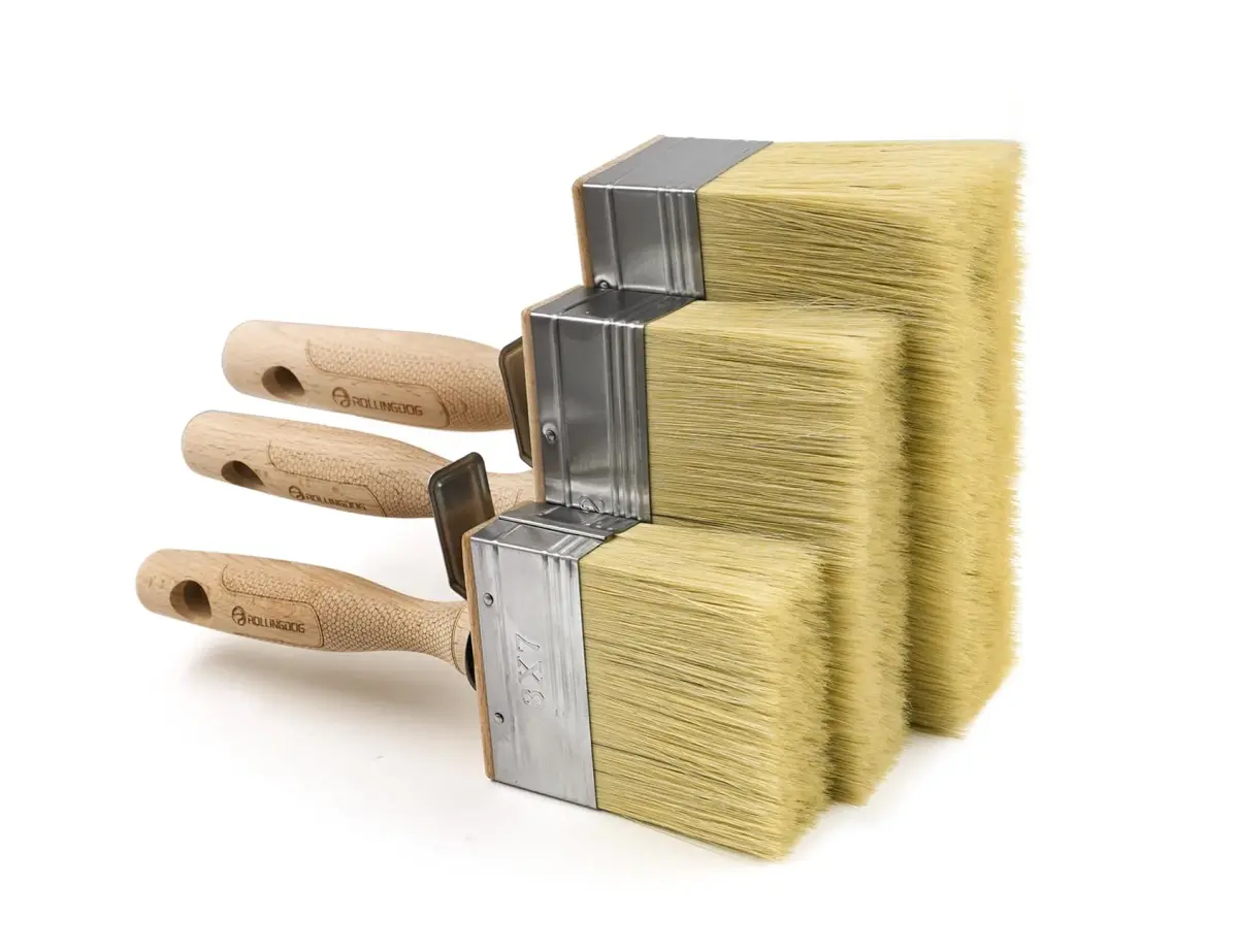 ROLLINGDOG Deck Stain Brush Set 70mm, 120mm, 150mm (2.7", 4.5", 6") | 3-Piece Set for Walls, Decks, and Furniture - main product image