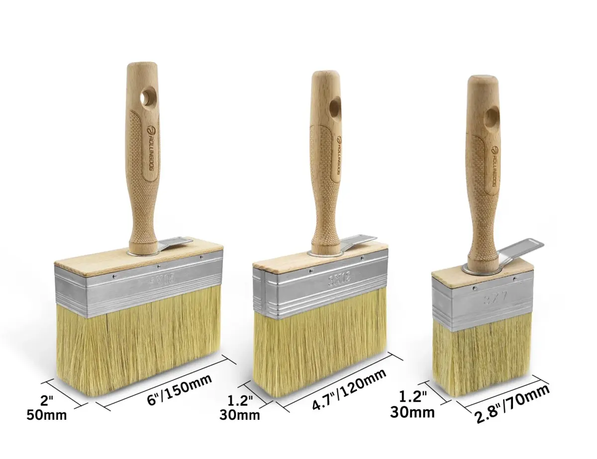 ROLLINGDOG Deck Stain Brush Set 70mm, 120mm, 150mm (2.7", 4.5", 6") | 3-Piece Set for Walls, Decks, and Furniture - view 2