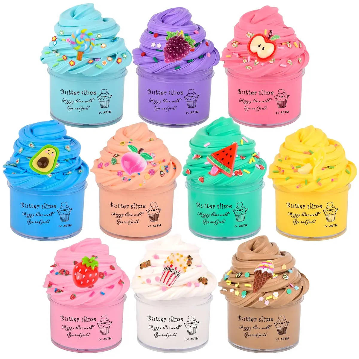 tuupowana Premium Scented Butter Slime 10 Pack Kit | 450ml (15.2 Fl Oz) Total | Non-Toxic & Safe for Kids - main product image