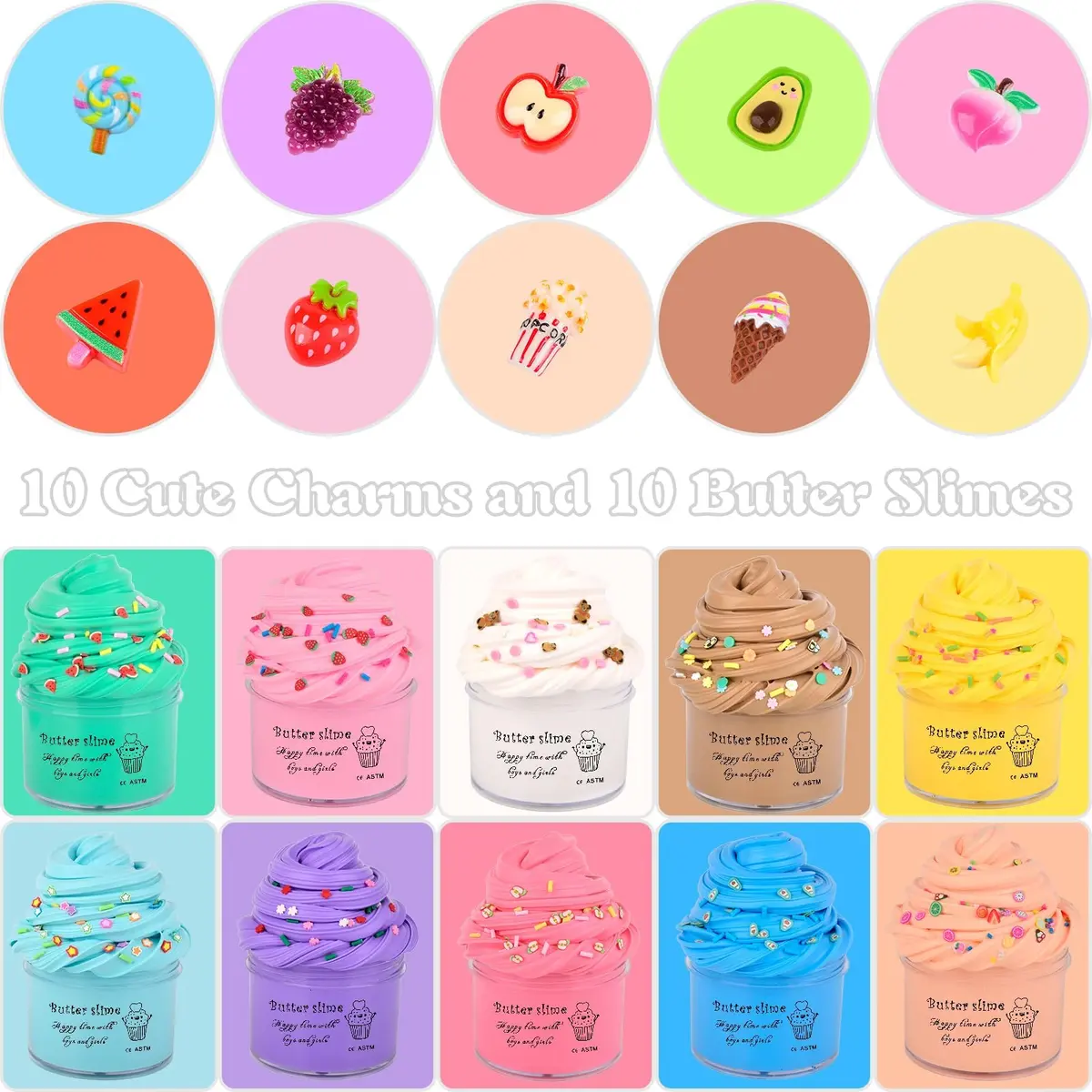tuupowana Premium Scented Butter Slime 10 Pack Kit | 450ml (15.2 Fl Oz) Total | Non-Toxic & Safe for Kids - view 2