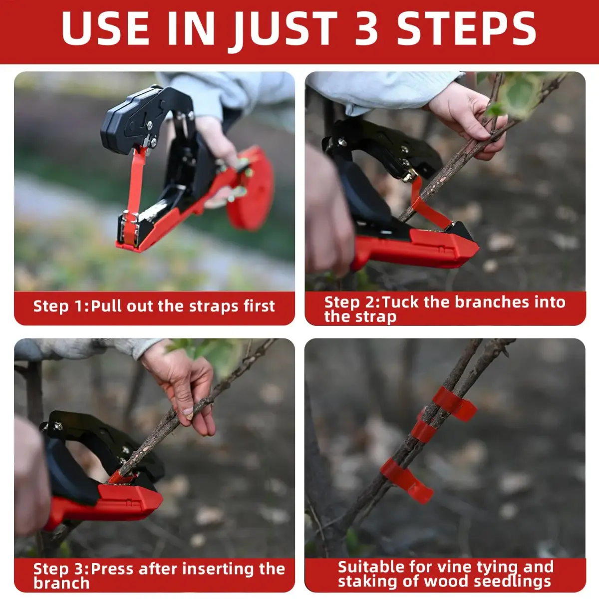 SUCA Plant Tying Machine with 20 Rolls Tape | Lightweight Aluminum Tool for Vine & Branch Tying (Red) - view 7
