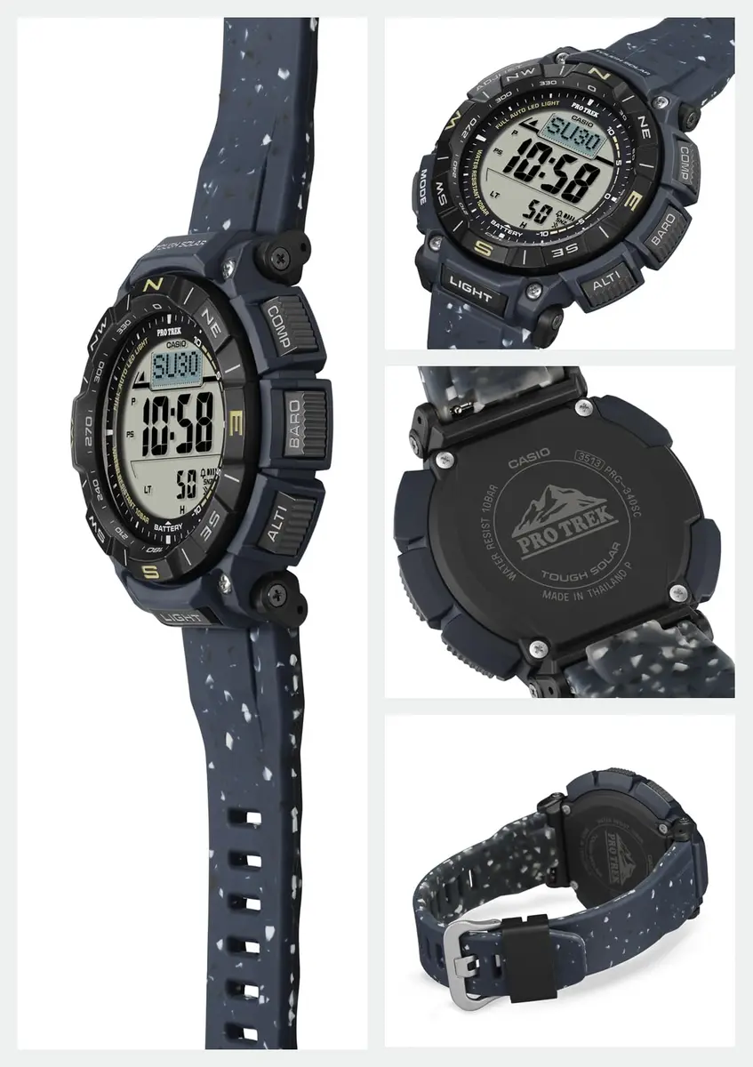 PRO TREK PRG-340SC-2JF Solar Wristwatch | Eco-Friendly Biomass Plastic, 51.7mm Dial, Navy - view 9