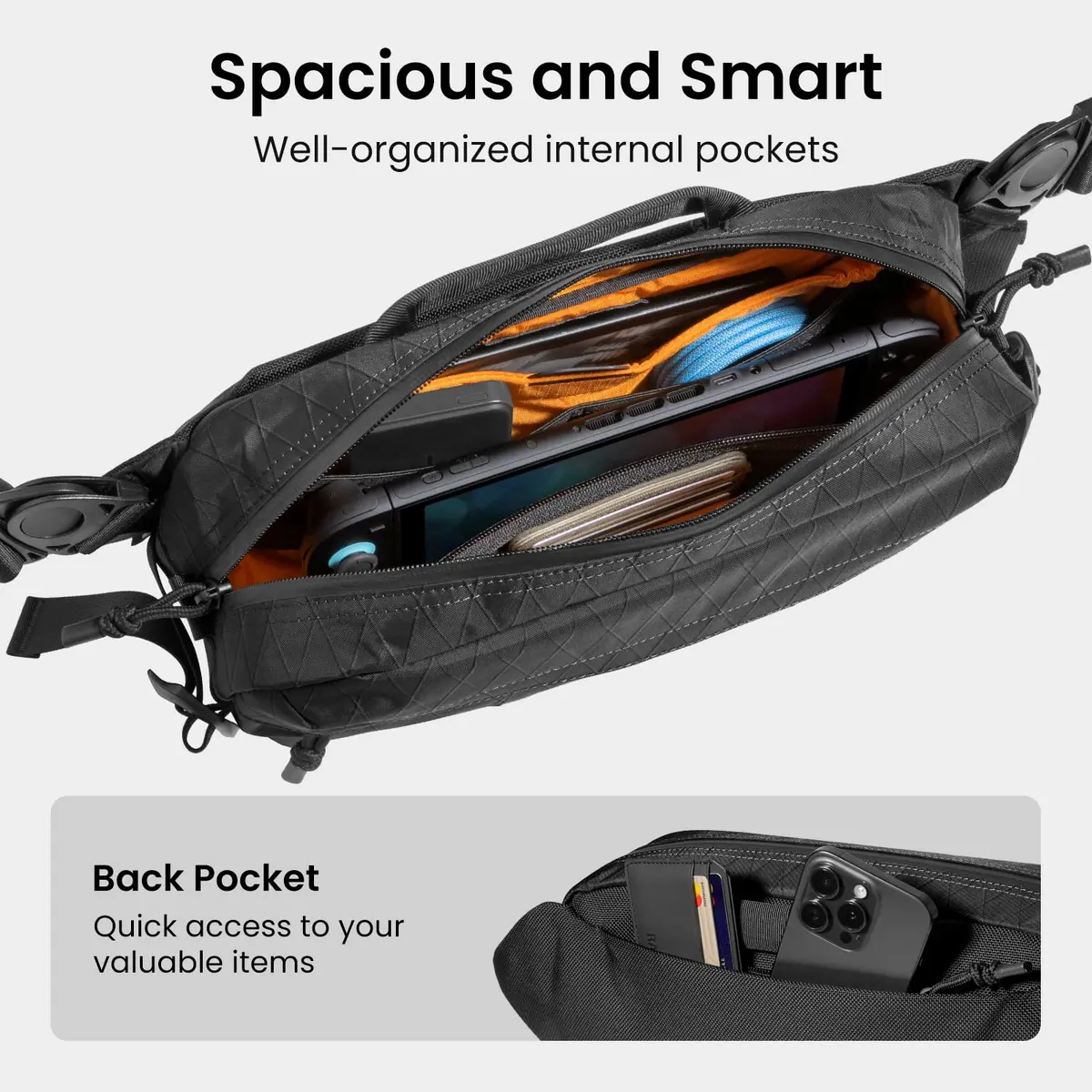 tomtoc 5.5L X-Pac Sling Crossbody Bag for Nintendo Switch 2/ROG Xbox Ally X | Waterproof Urban Travel Companion - view 4