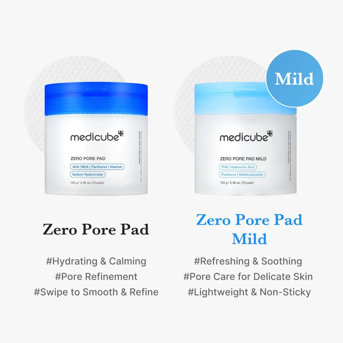 medicube Zero Pore Pads Mild 2.0 Toner Pads 70 Count (Pack of 1) | Gentle Exfoliation for Pores & Blackheads - view 3
