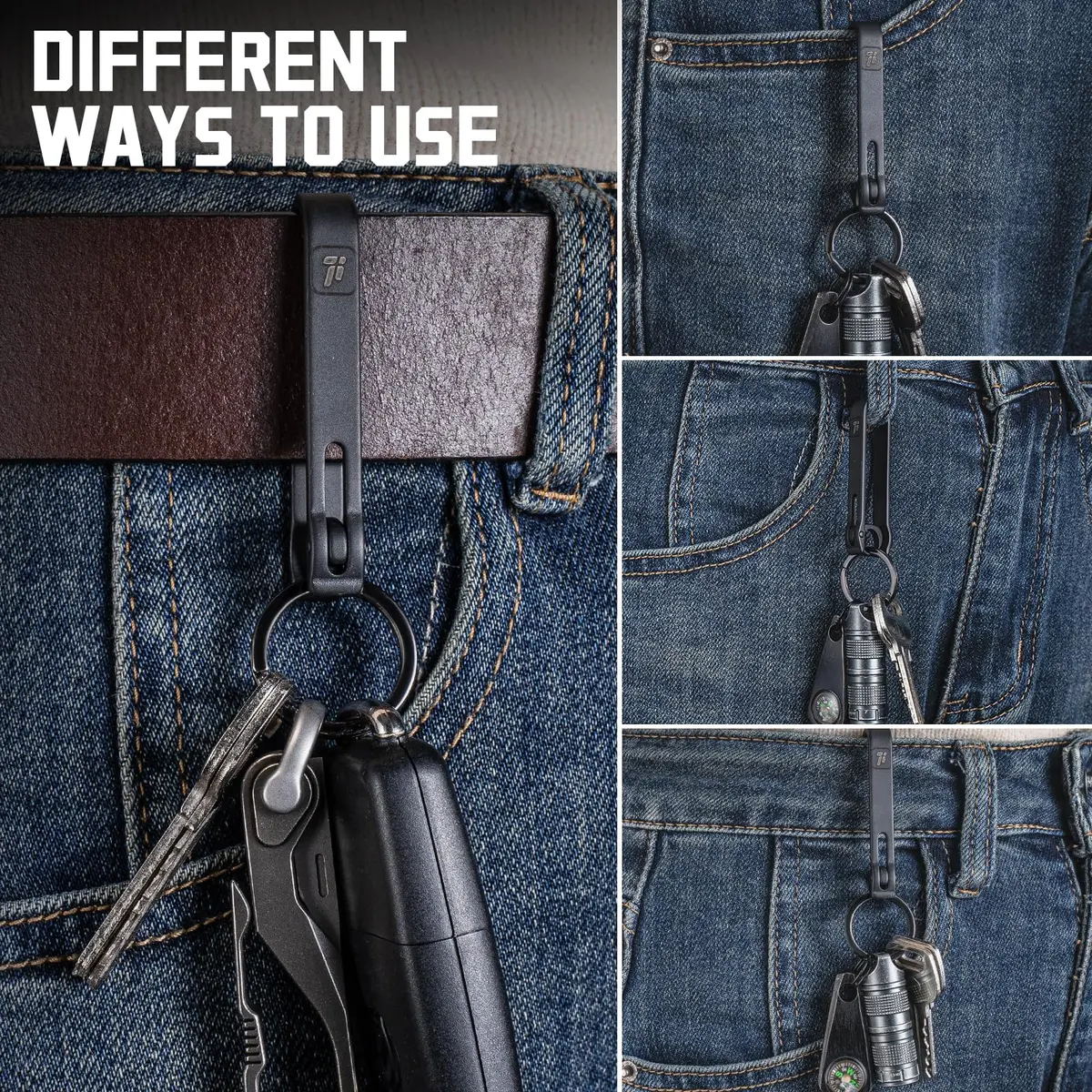 FEGVE Titanium Key Belt Clip | Carabiner Keychain Belt Holder, Rustproof & Secure Lock - view 6